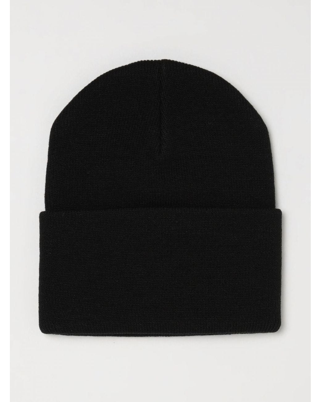 Carhartt Black Acrylic Beanie Hat With Embroidered Logo And Turn-Up for men