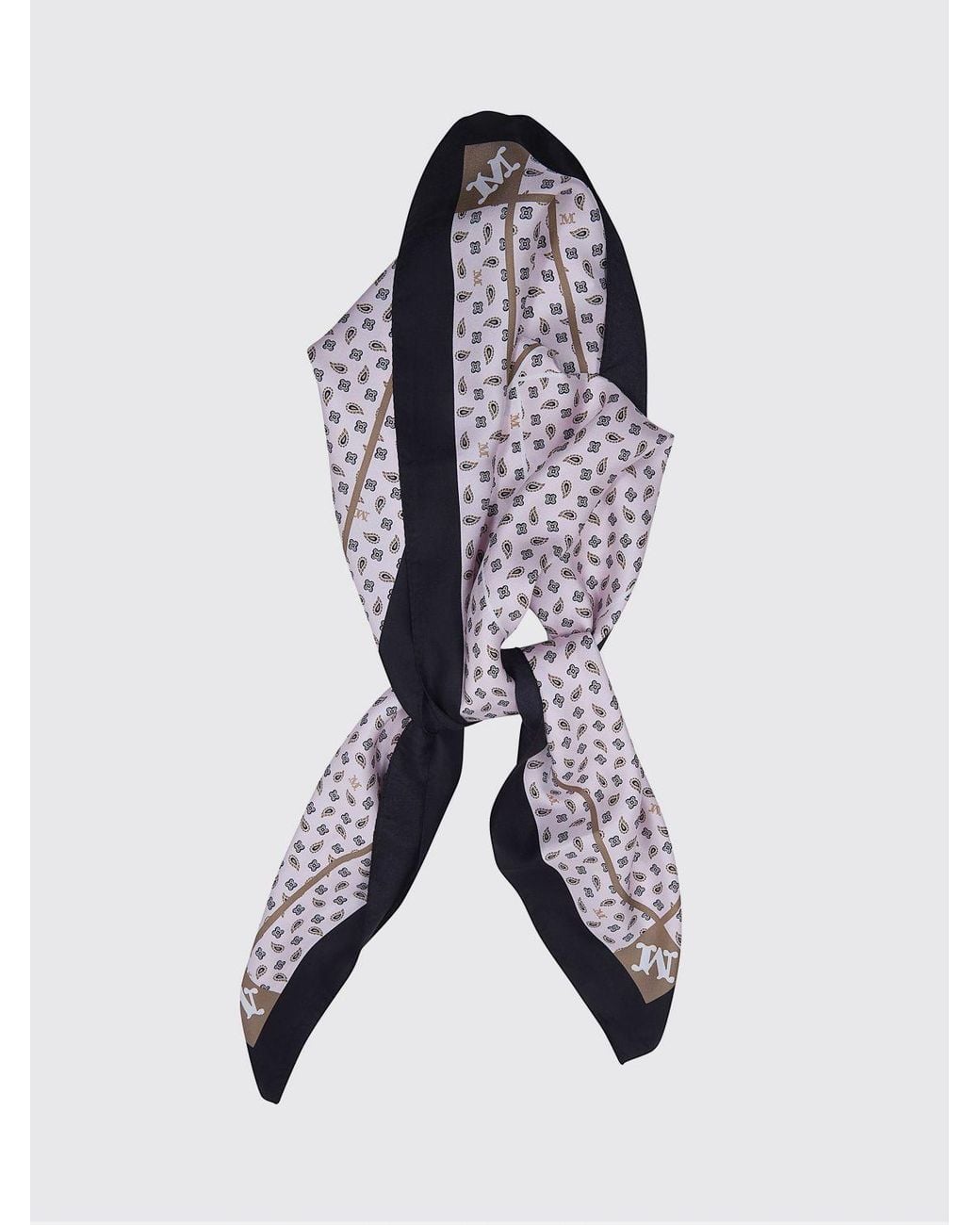 Max Mara Gray Mixed Print Silk Foulard