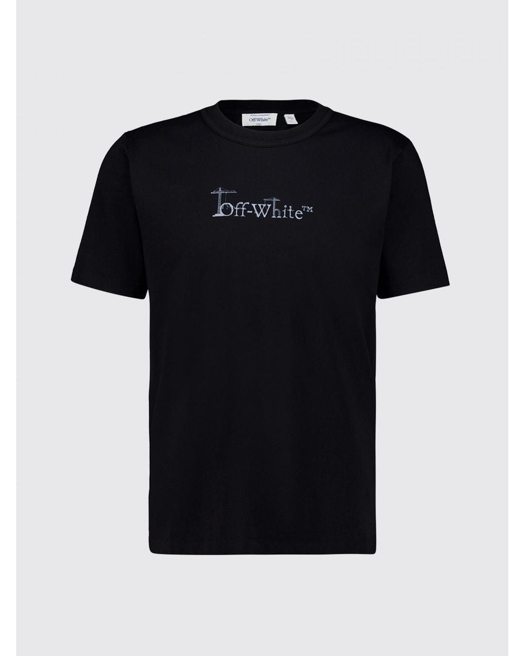 Off-White c/o Virgil Abloh Black Crewneck Cotton T-Shirt With Contrasting Arrow Logo Print for men