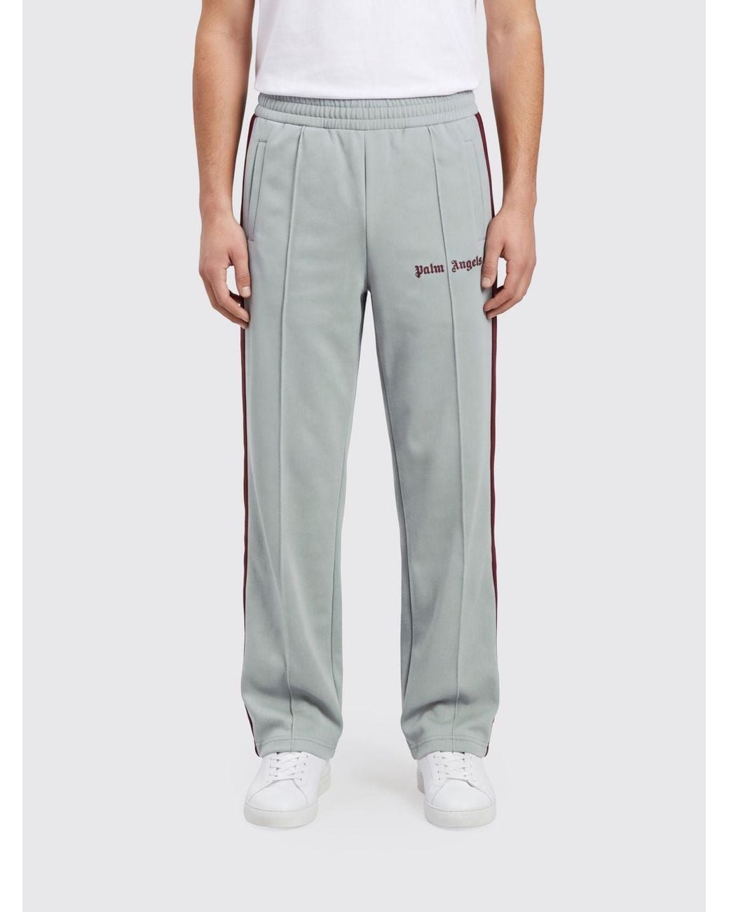 Palm Angels Gray Technical Jersey Jogging Trousers With Embroidered Logo for men