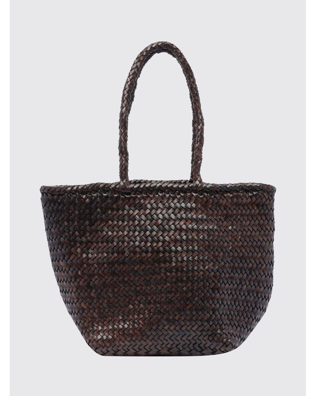 Dragon Diffusion Black Grace Woven Leather Tote Bag With Double Handle