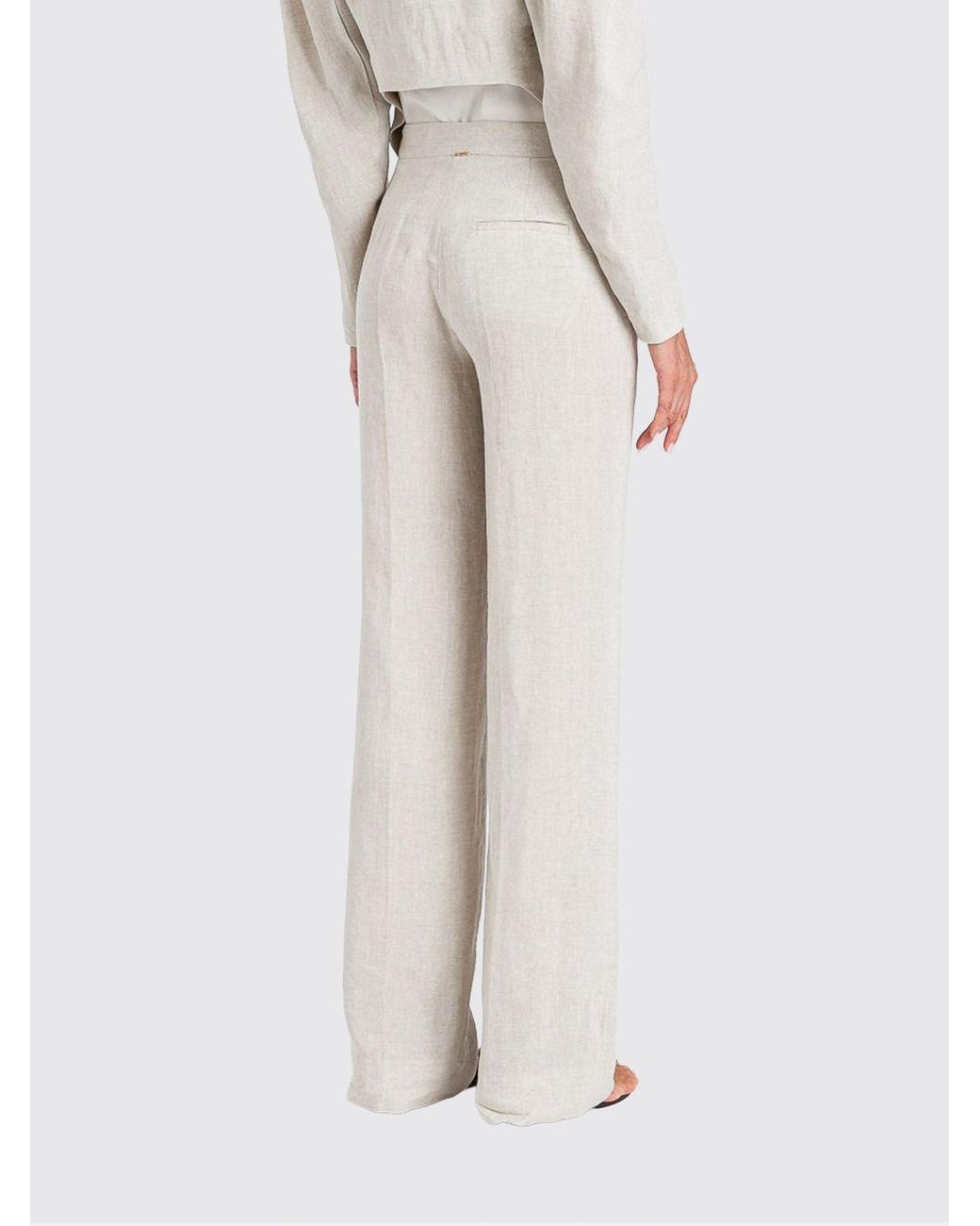 Twinset Pink Linen Blend Classic Trousers