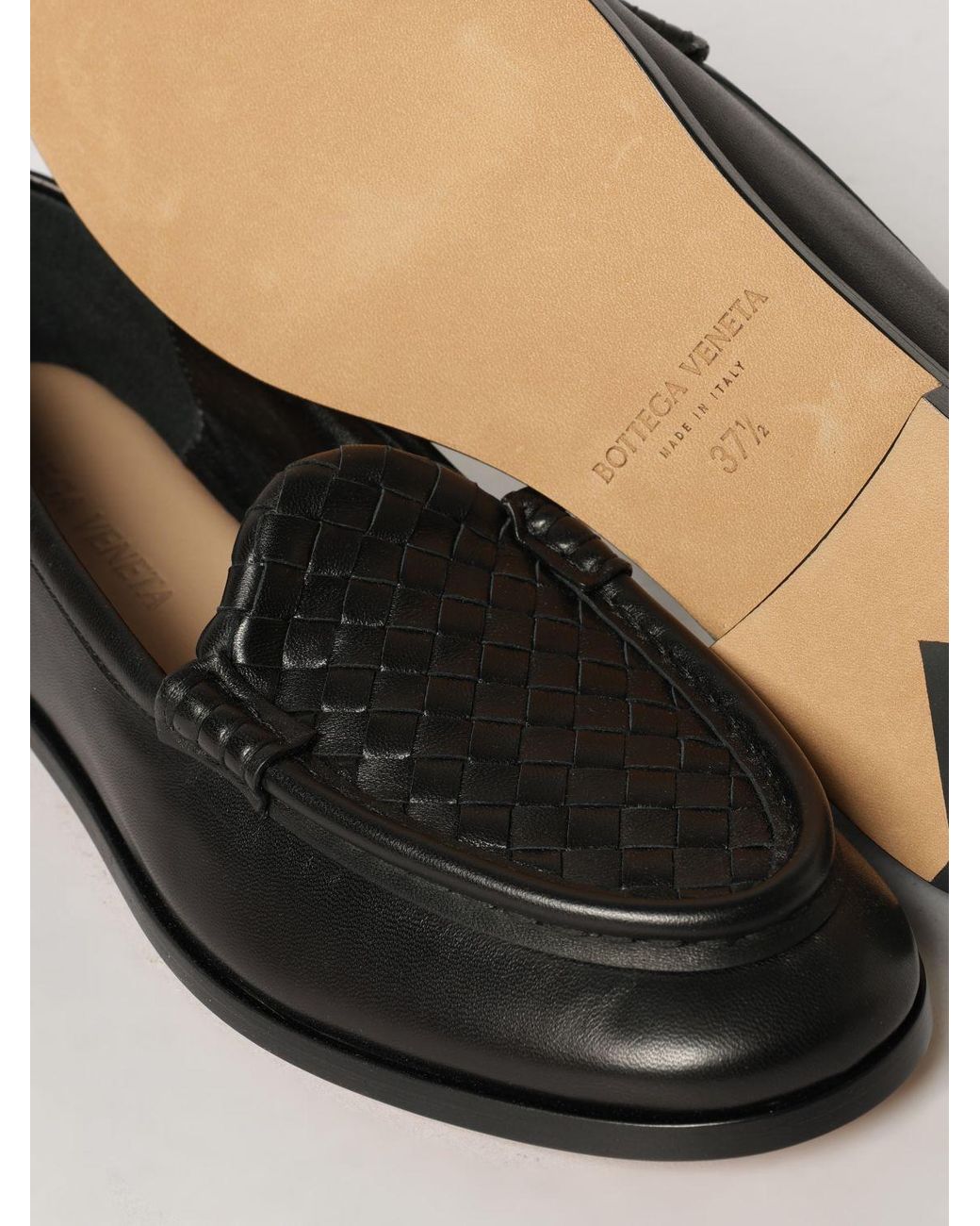 Bottega Veneta White Silenzio Intrecciato Leather Loafers With Low Heel