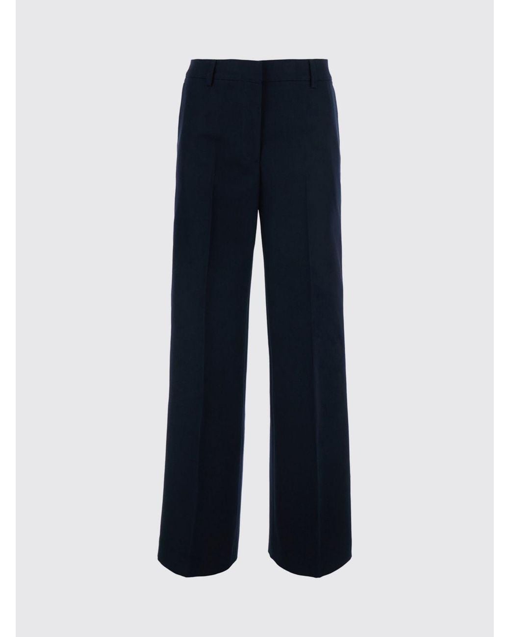 PT Torino Blue Wide-Leg Cotton Trousers With Concealed Closure