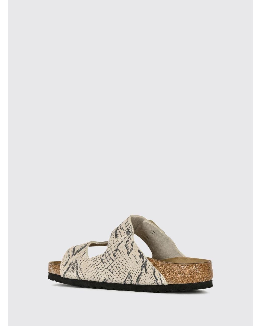 Birkenstock White Arizona Python Print Suede Leather Sandals