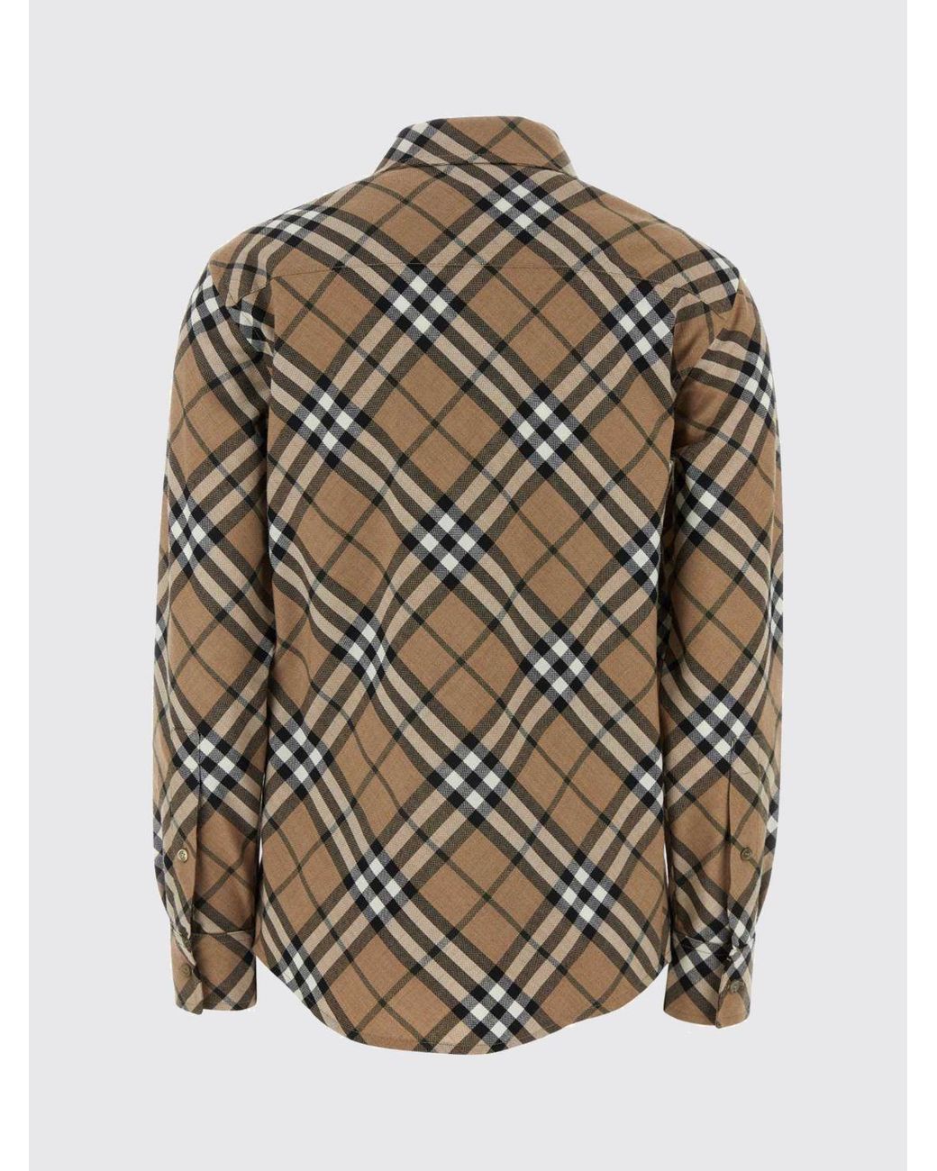 Burberry Brown Wool Blend Shirt With Vintage Check Motif