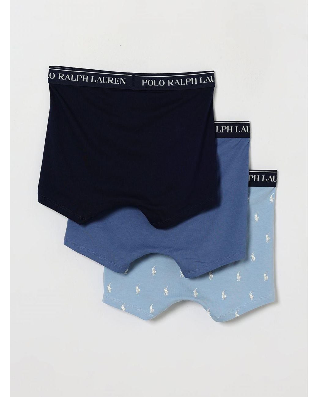Polo Ralph Lauren Blue Set Of Three Stretch-Cotton Boxer Trunks With Logo Waistband for men