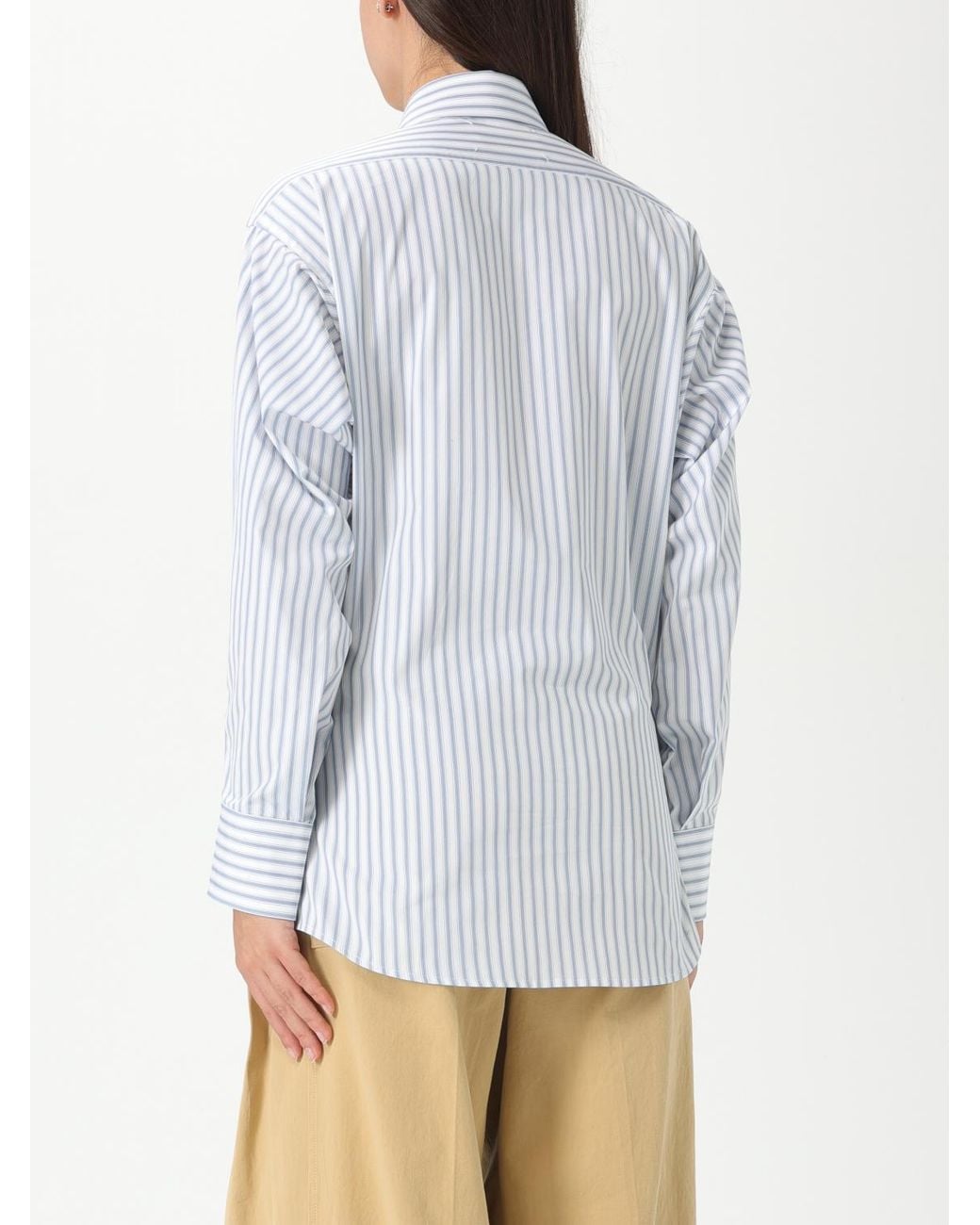 Maison Margiela Blue Striped Cotton Shirt Relaxed Fit