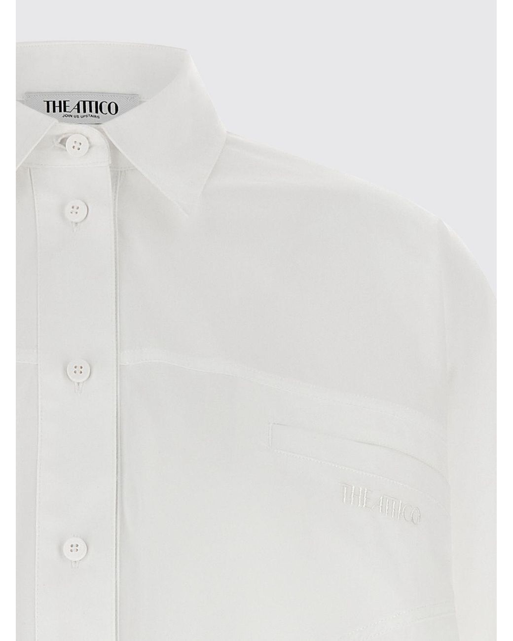 The Attico White Long-Sleeved Cotton Shirt With Contrasting Lettering Logo