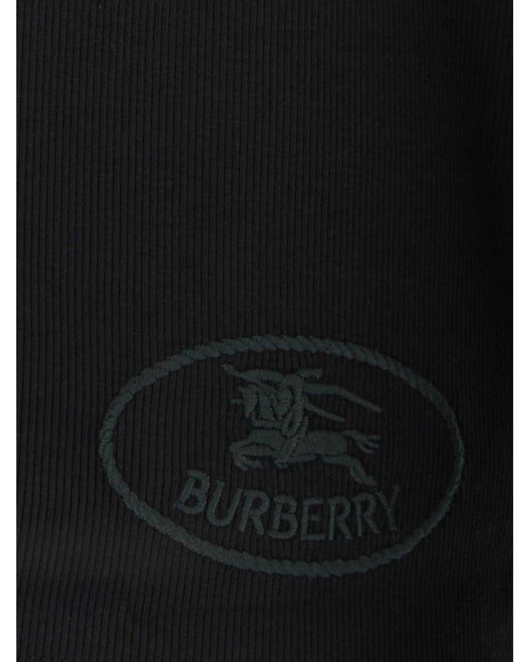 Burberry Black Long-Sleeved Cotton T-Shirt With Embroidered Ekd Logo for men