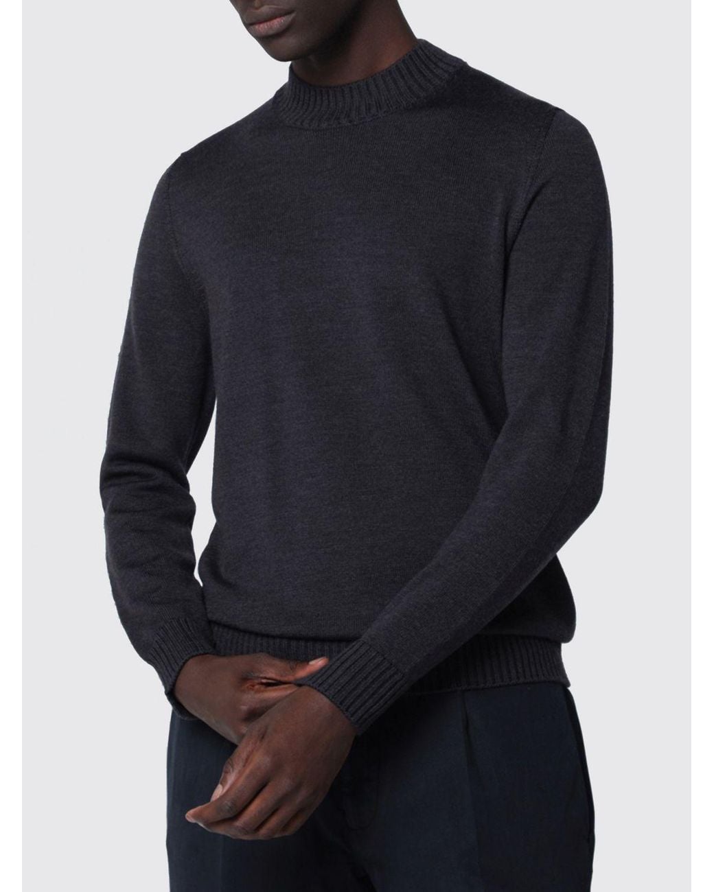 Drumohr Blue Pure Merino Wool Crewneck Jumper With Long Sleeves for men