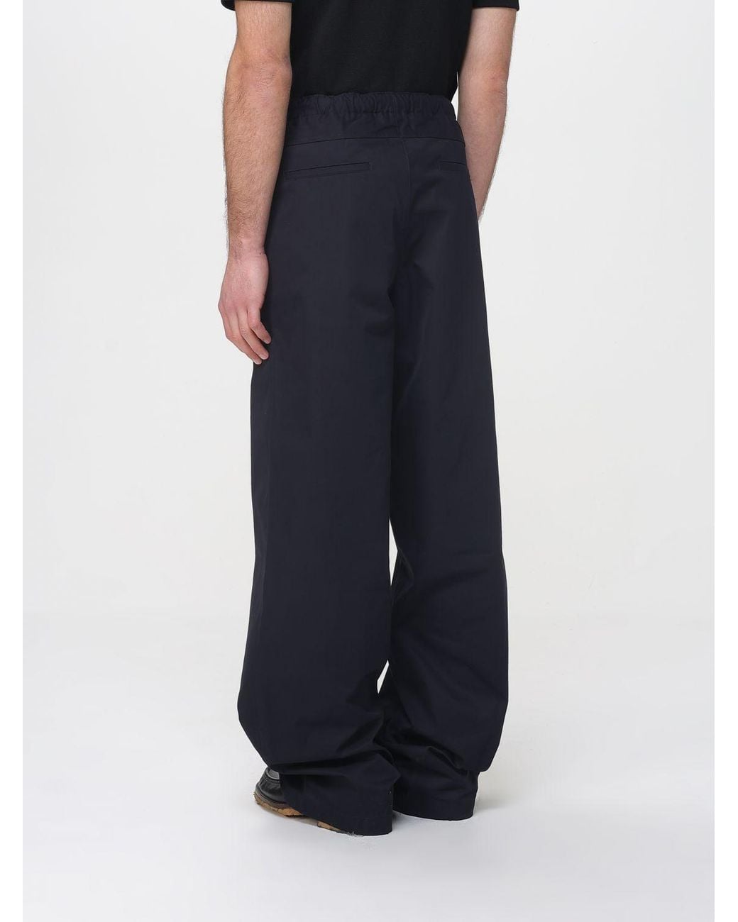 Jil Sander Blue Wide Leg Cotton Trousers for men