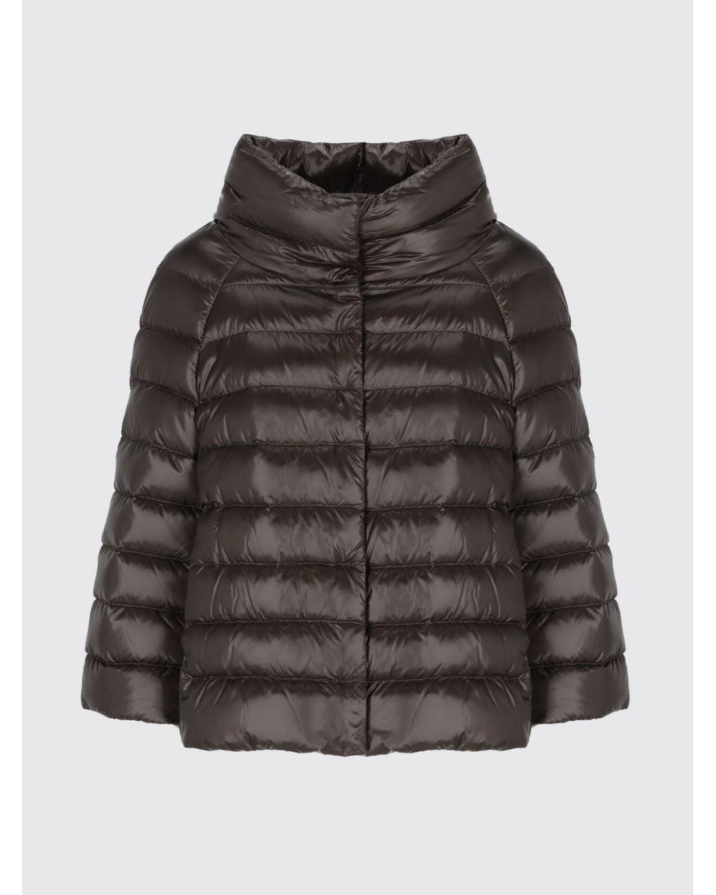 Herno Brown Sofia Short Ultra-Light Nylon Down Jacket With High Neck