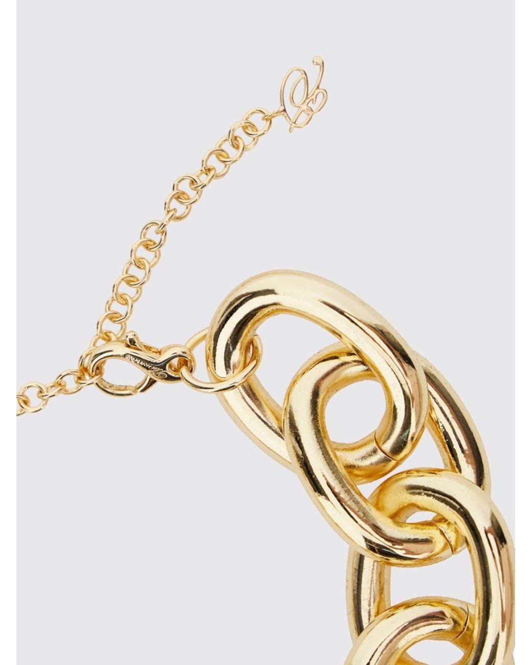 Blumarine Metallic Chromed Brass Choker Necklace With Logo Detail