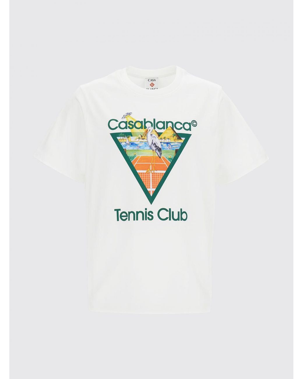 Casablanca White Organic Cotton Crew Neck T-Shirt With Logo Print for men