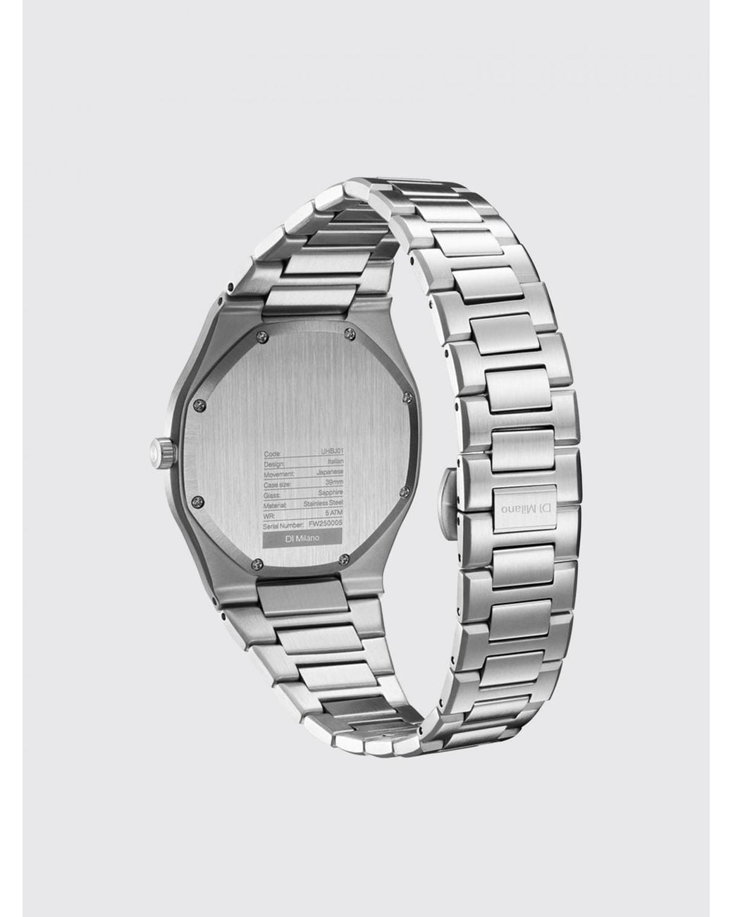 D1 Milano White Groovy Stainless Steel Watch With Quartz Movement for men
