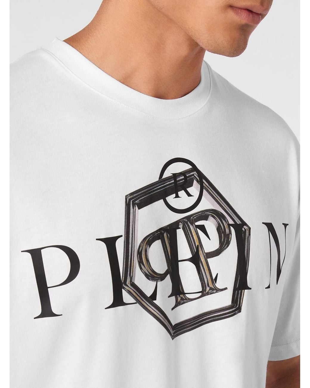 Philipp Plein White Solid Colour Cotton Crew-Neck T-Shirt With Logo for men