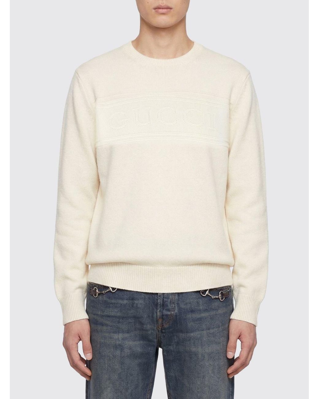Pull Ras Du Cou En Coton Et Laine Gucci pour homme en coloris White