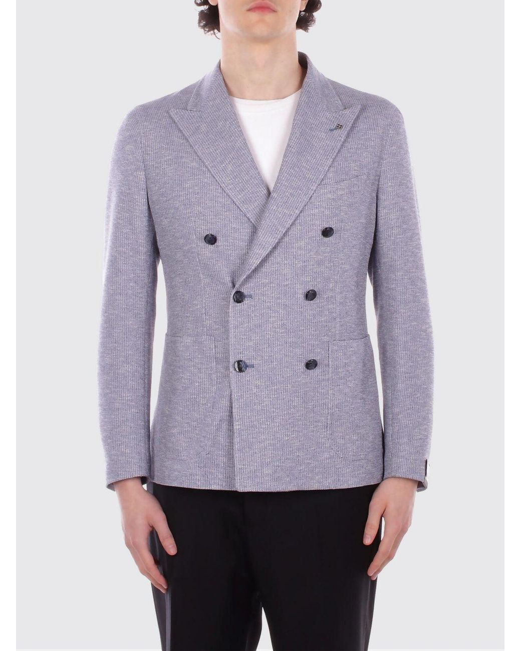 Tagliatore Purple Double Breasted Cotton Blend Blazer for men