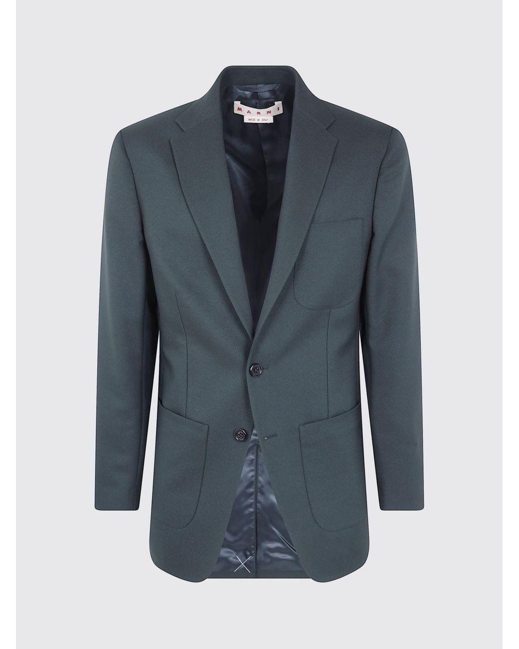 Marni Blue Slim Fit Single-Breasted Sartorial Technical Fabric Blazer for men