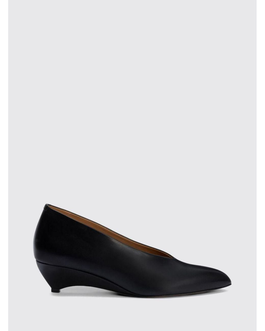 Jil Sander Black Arc Calf Leather Pumps With Low Sculptural Heel