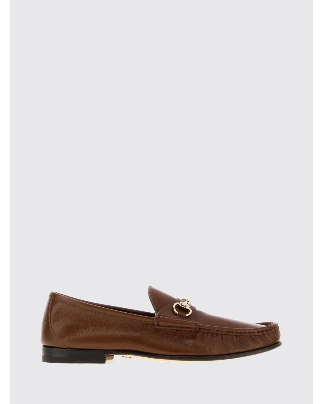 Gucci Brown Lugano Smooth Leather Loafers With Horsebit Detail for men