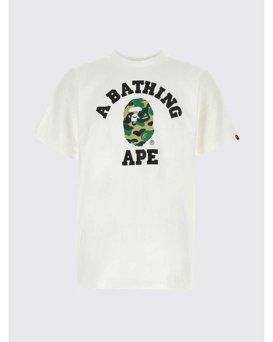 A Bathing Ape White Cotton Jersey T-Shirt With Contrasting Chest Logo for men