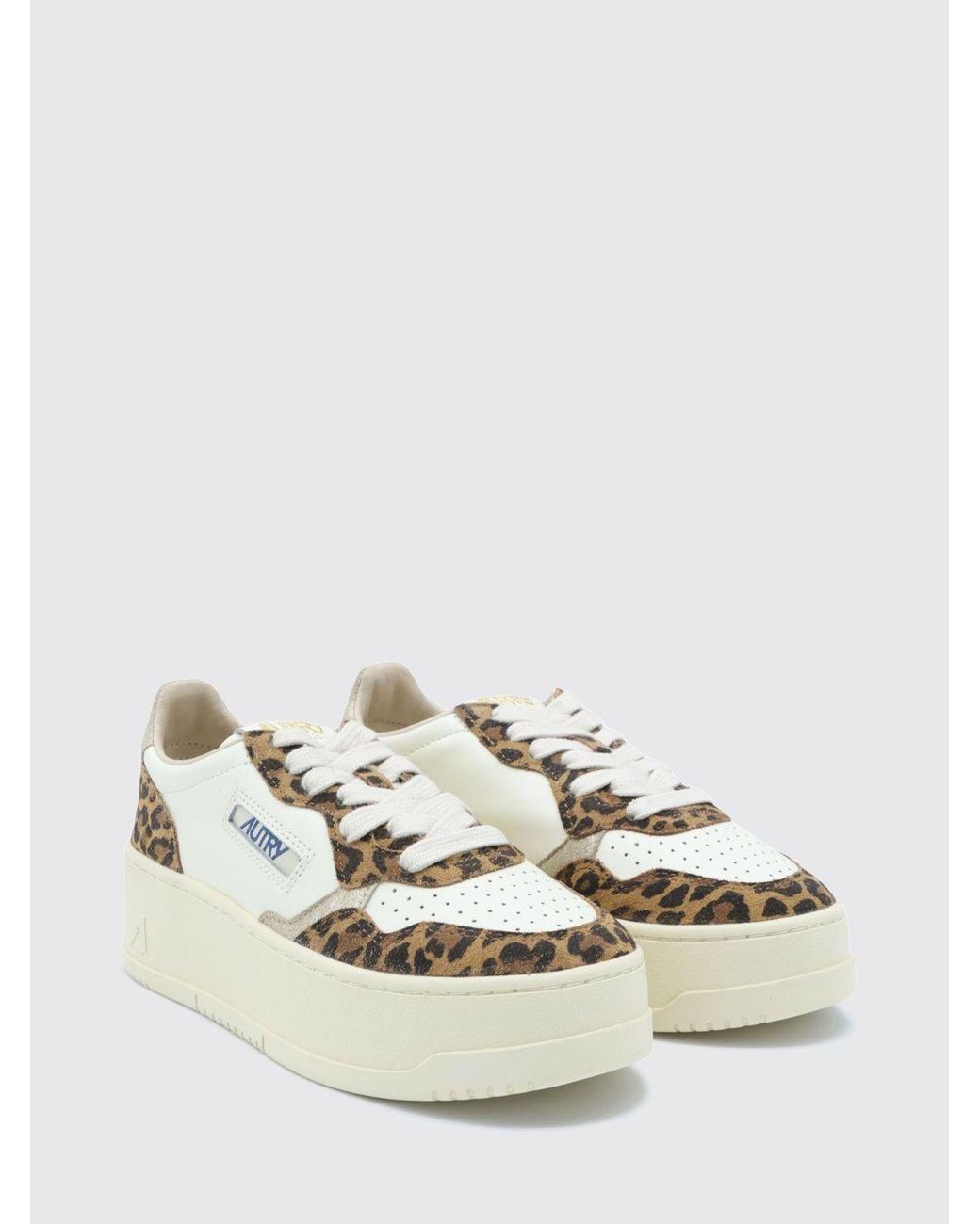 Autry Natural Medalist Platform Low Animal-Print Pony Hair And Leather Platform Trainers