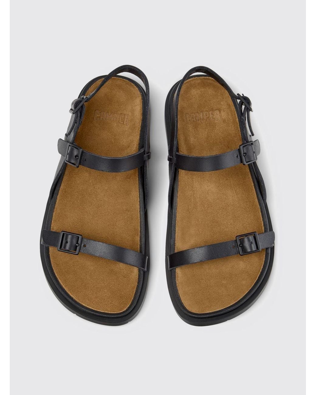 Camper White Lluc Leather Sandals