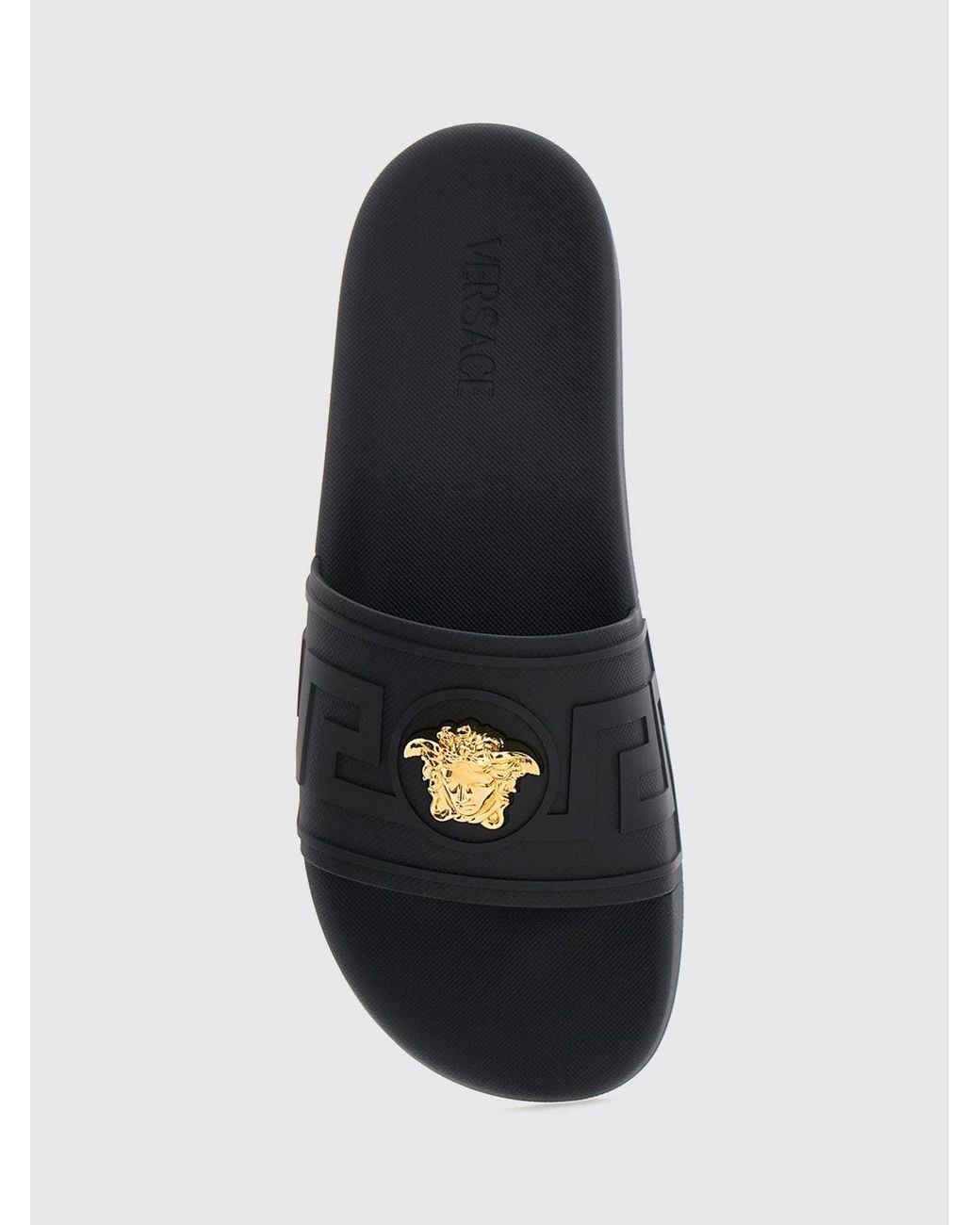 Versace White La Medusa Rubber Slides With 3D Logo for men
