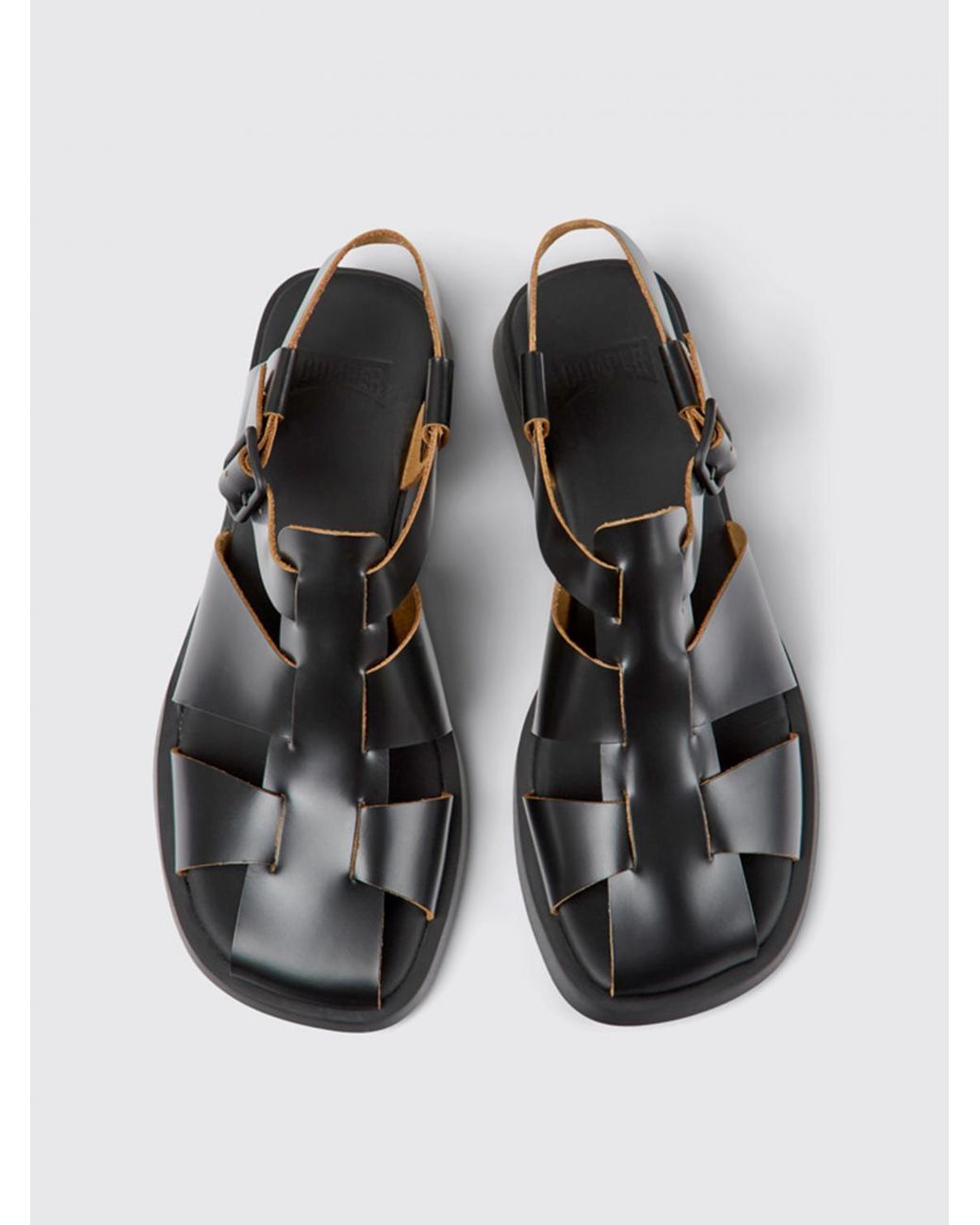 Camper Black Flat Sandals