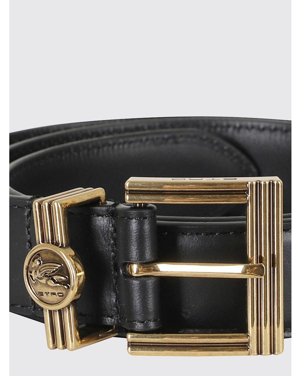 Etro White Smooth Leather Belt With An Engraved Logo Metal Buckle