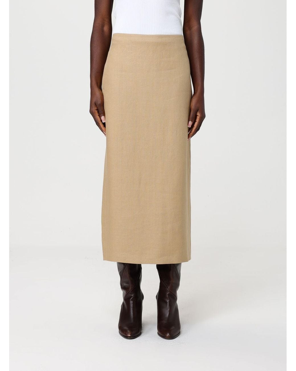 Max Mara Natural Linen Midi Skirt