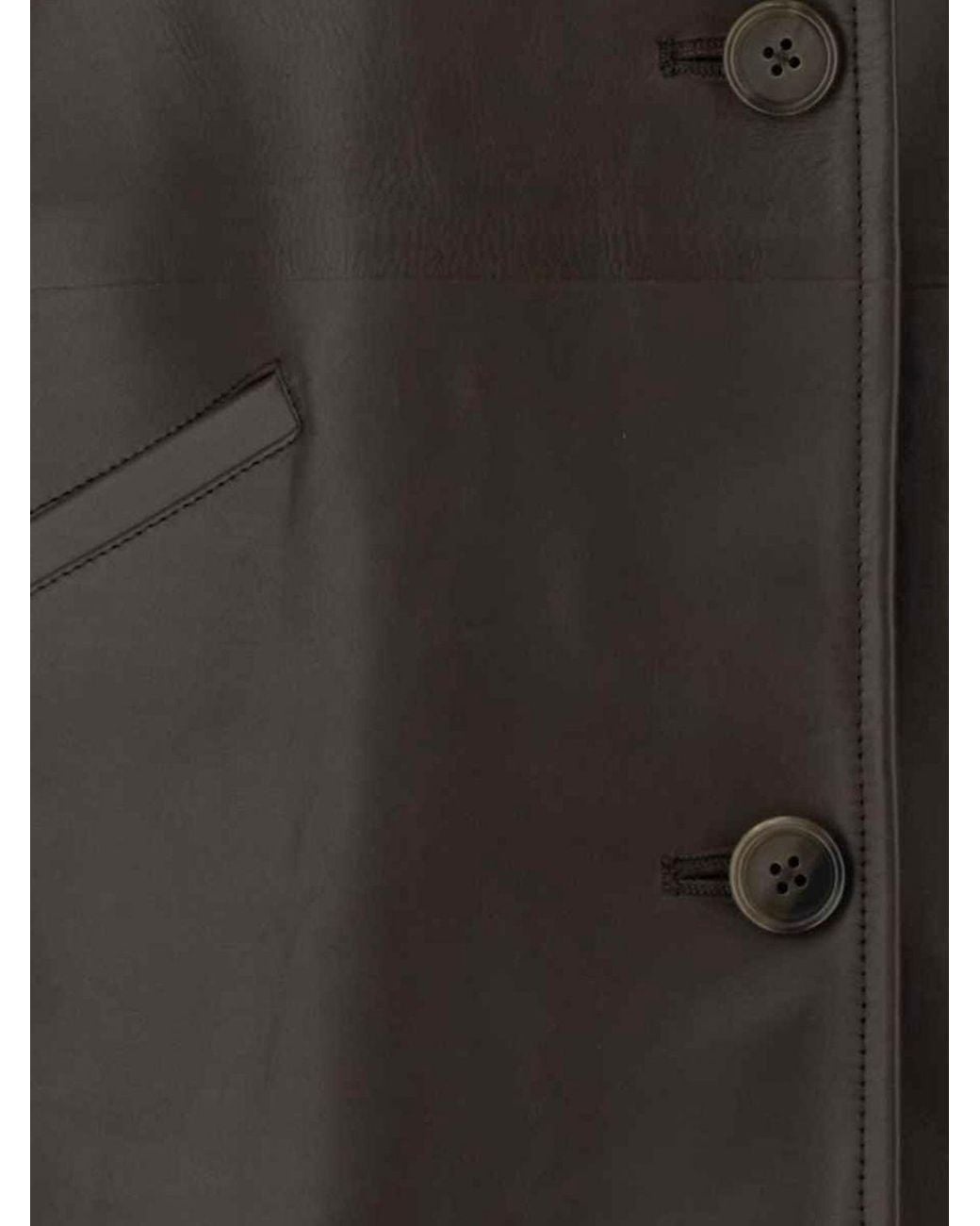 Jil Sander Black Single-Breasted Calfskin Leather Jacket With A High Neck