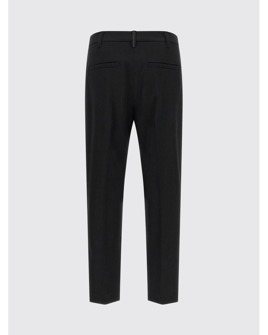 Brunello Cucinelli Black Slim Fit Stretch-Virgin Wool Trousers With Monili Embroidery