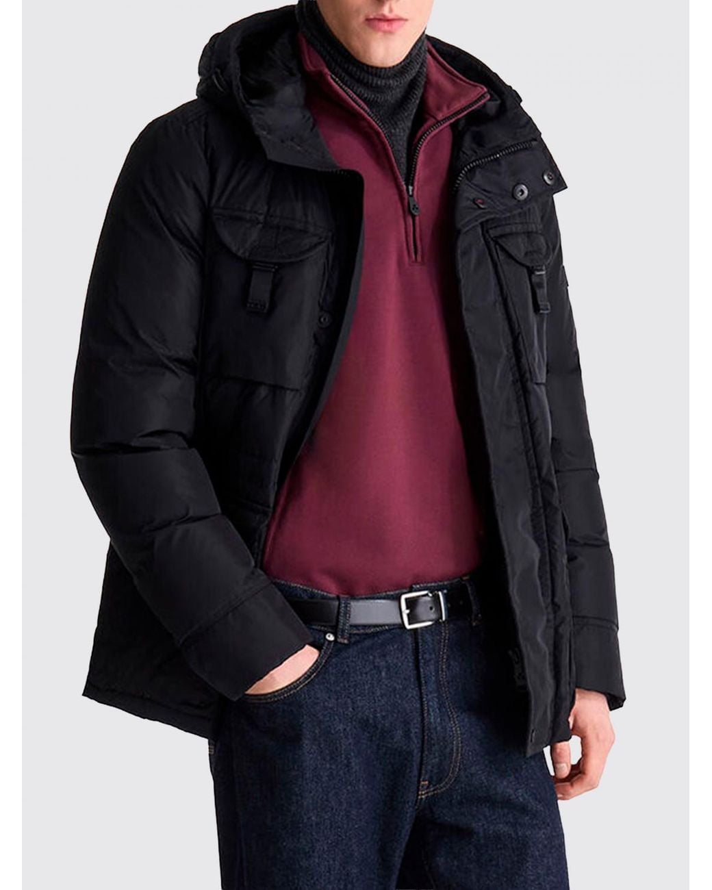 Peuterey Black Goose Down Short Utility Parka for men