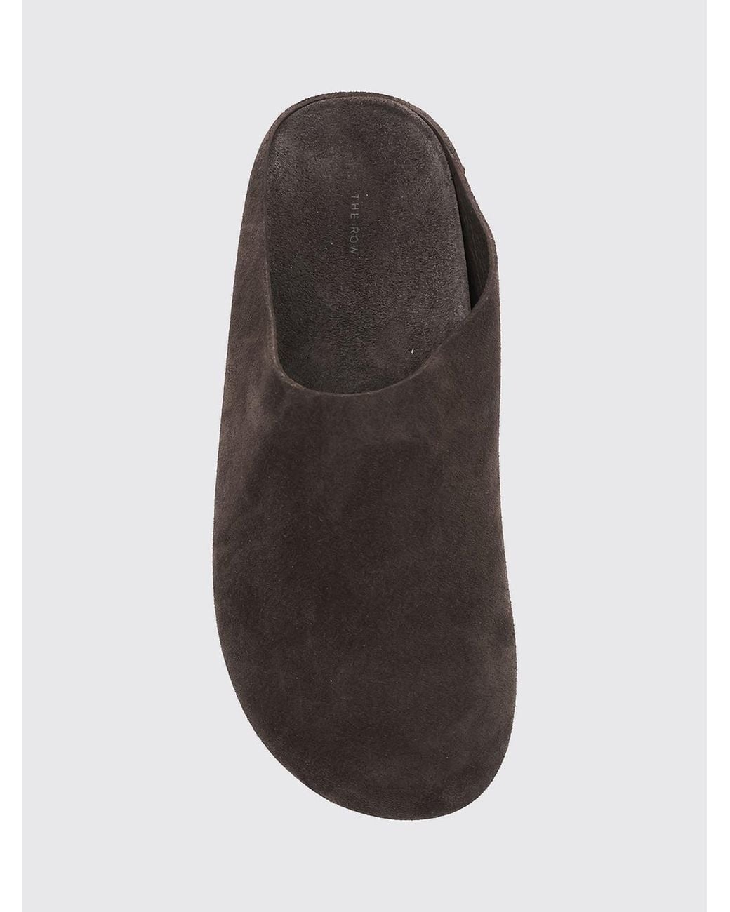 The Row Brown Hudson Suede Low-Heel Mules With Round Toe