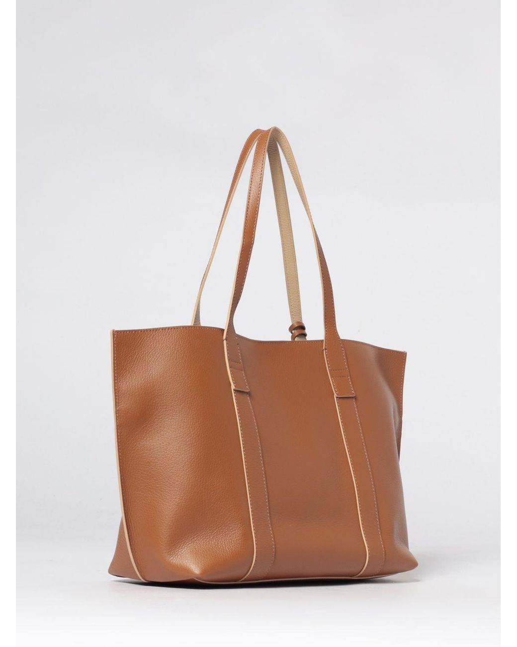 Hogan Brown Hammered Leather Script Bag