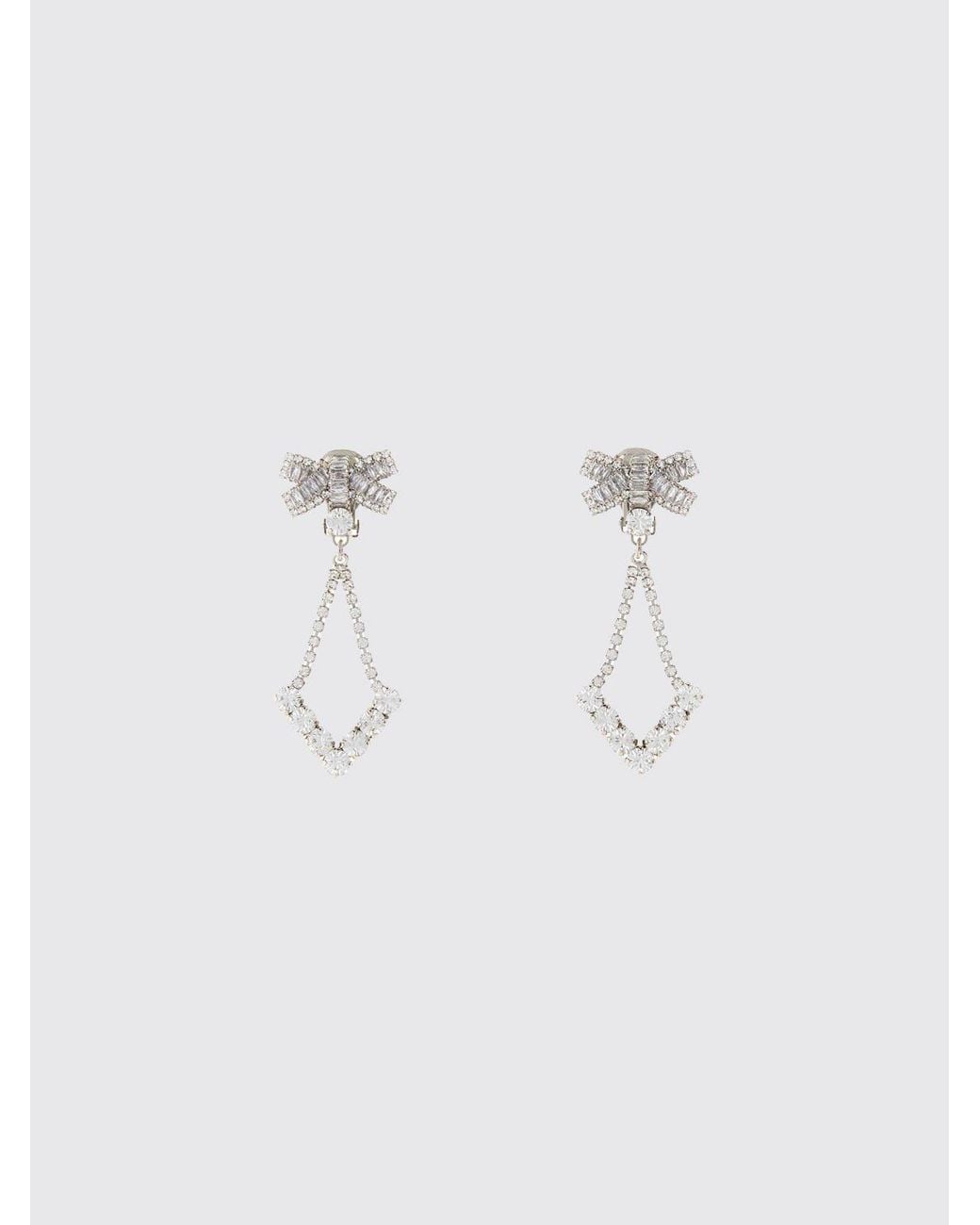 Alessandra Rich Blue Brass Earrings With Set Rhinestones