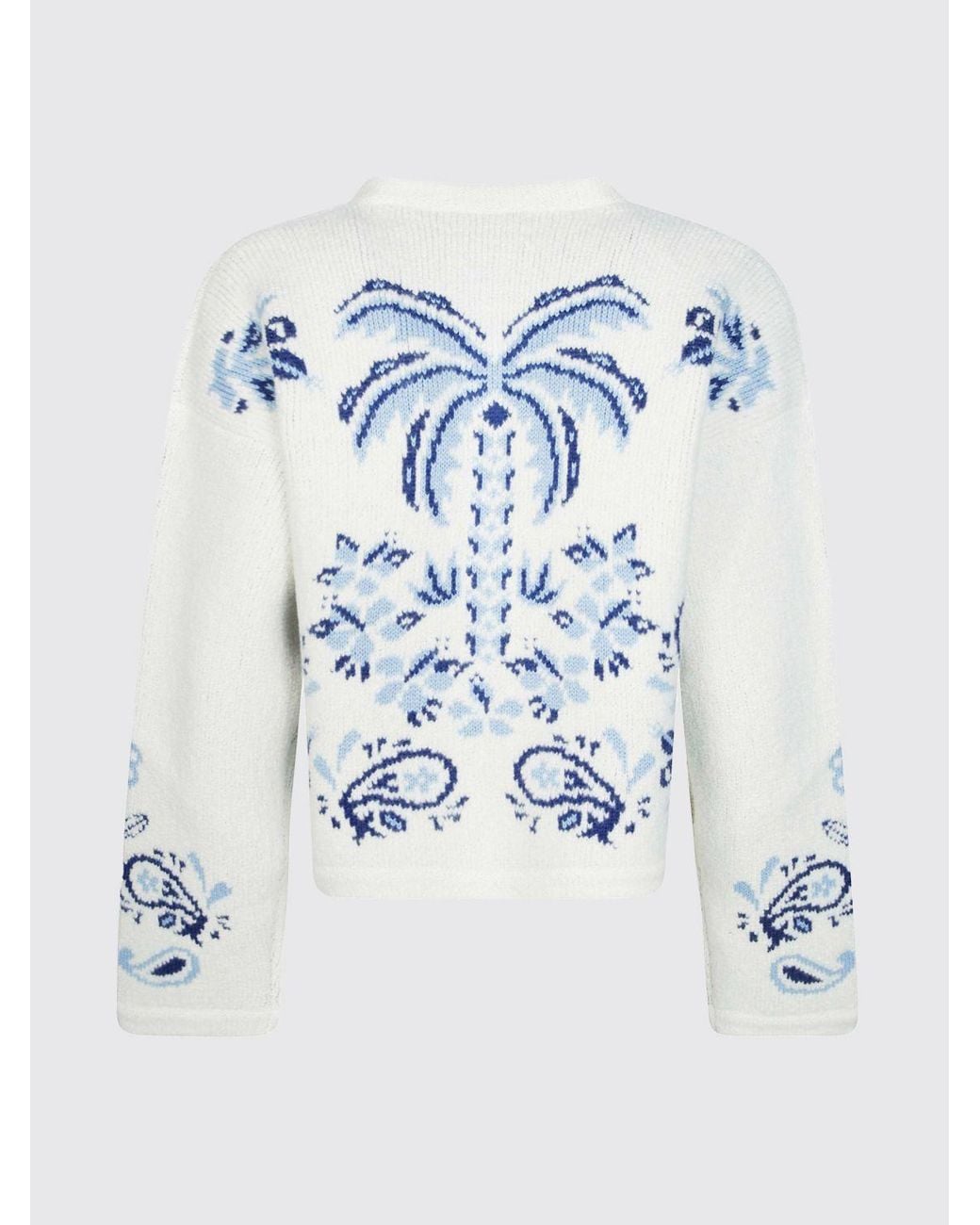 Alanui Gray Paisley Cashmere Blend Crewneck Cardigan