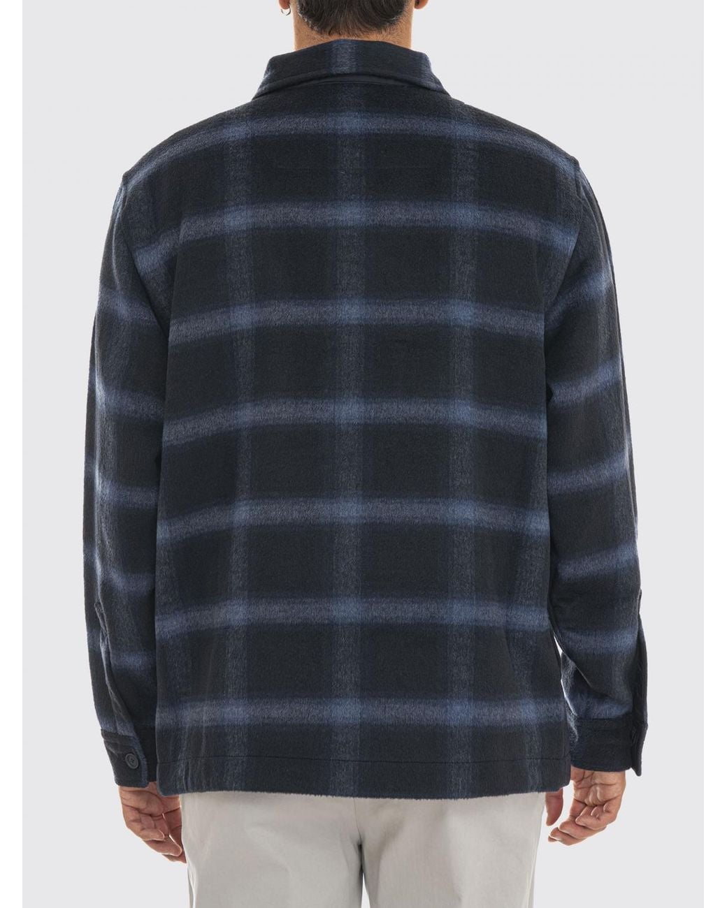 Boss Blue Losky Check Wool-Blend Overshirt With Patch Pockets for men