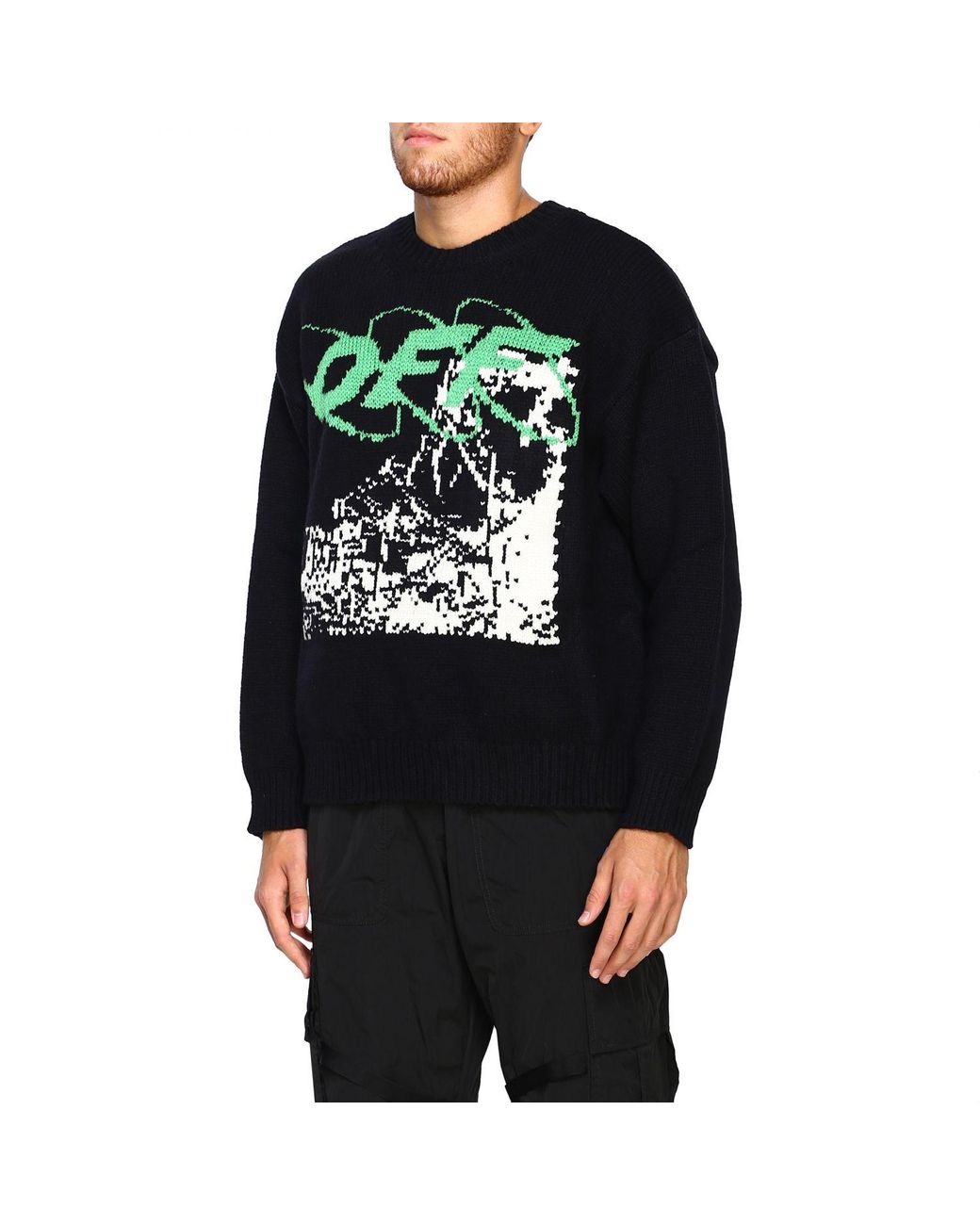 Off-White c/o Virgil Abloh Ruined Factory Jumper in Black for Men | Lyst