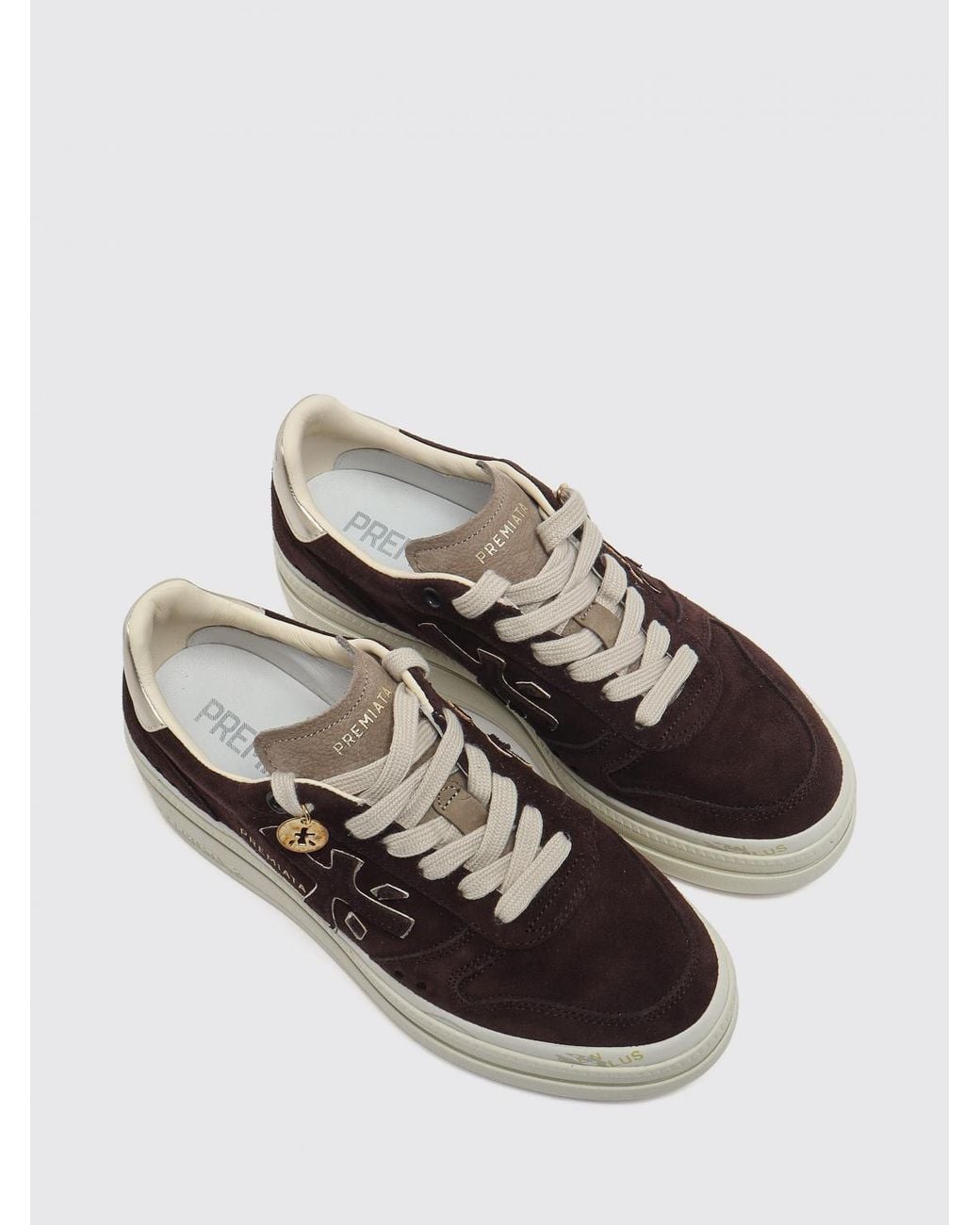 Premiata White Micol Leather And Suede Platform Sneakers