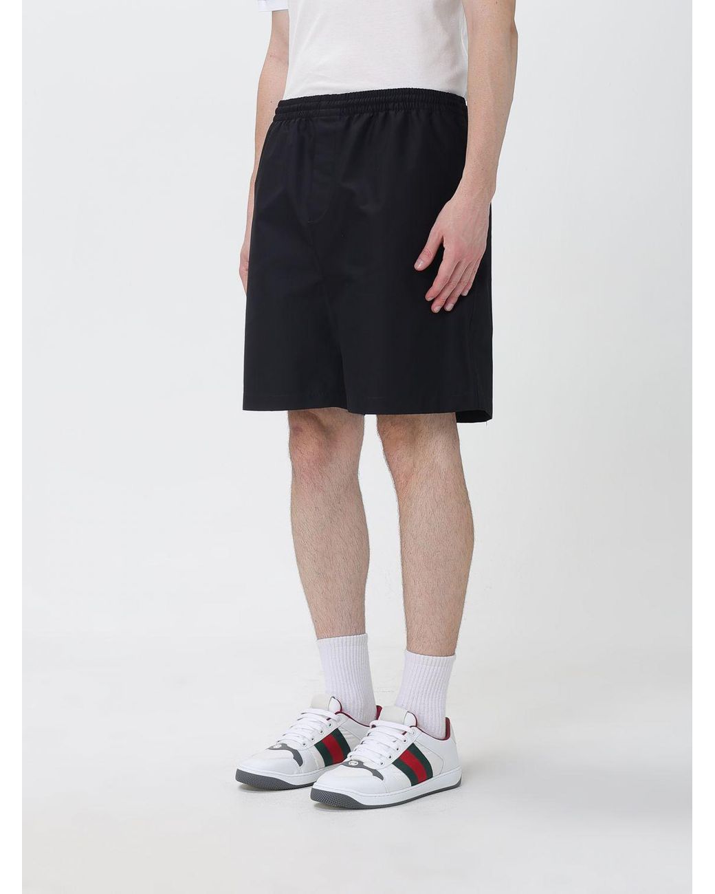 Gucci Black Knee-Length Cotton Sport Shorts With Elasticated Waist for men