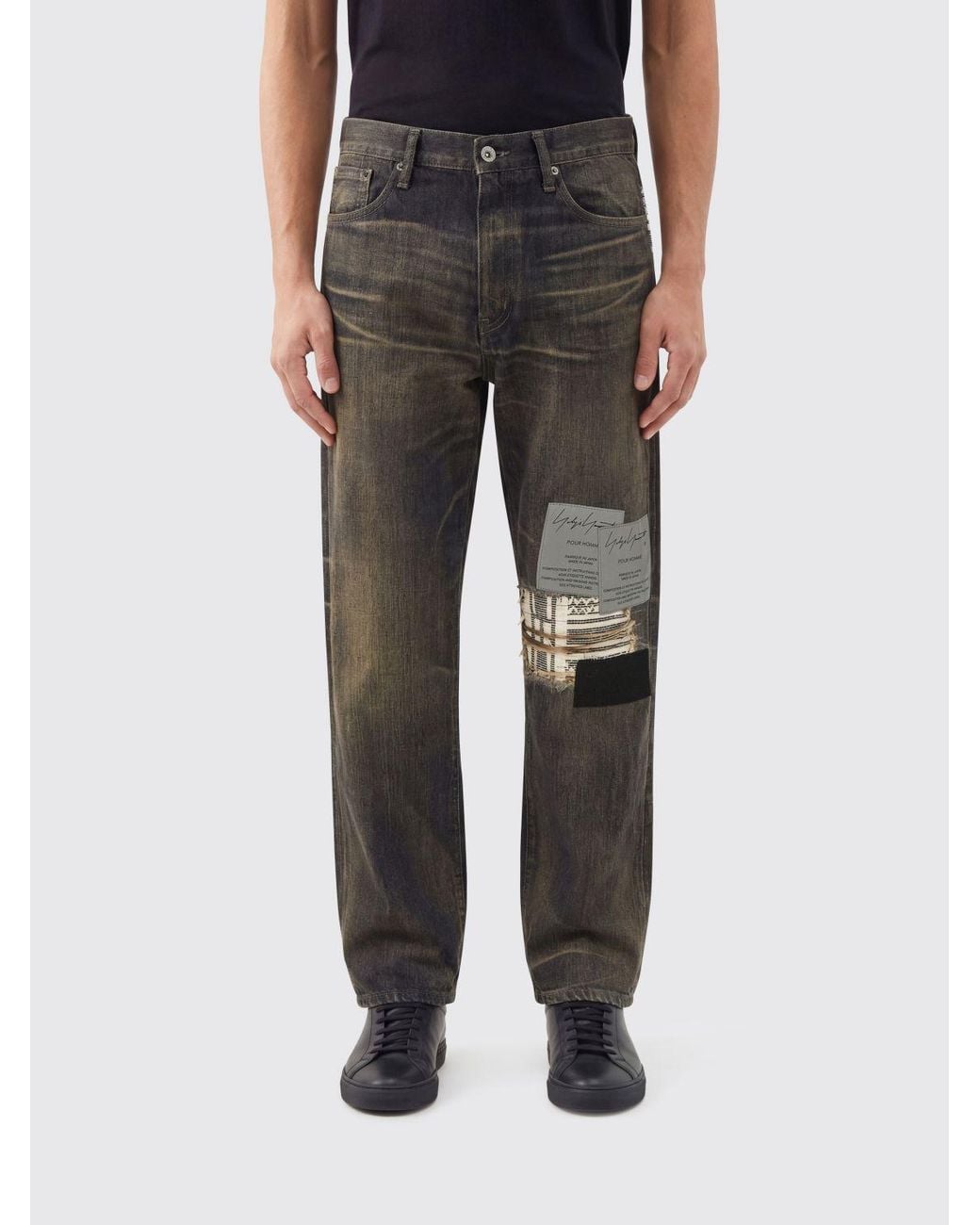 Yohji Yamamoto Black Regular Fit Denim Jeans With Patch for men