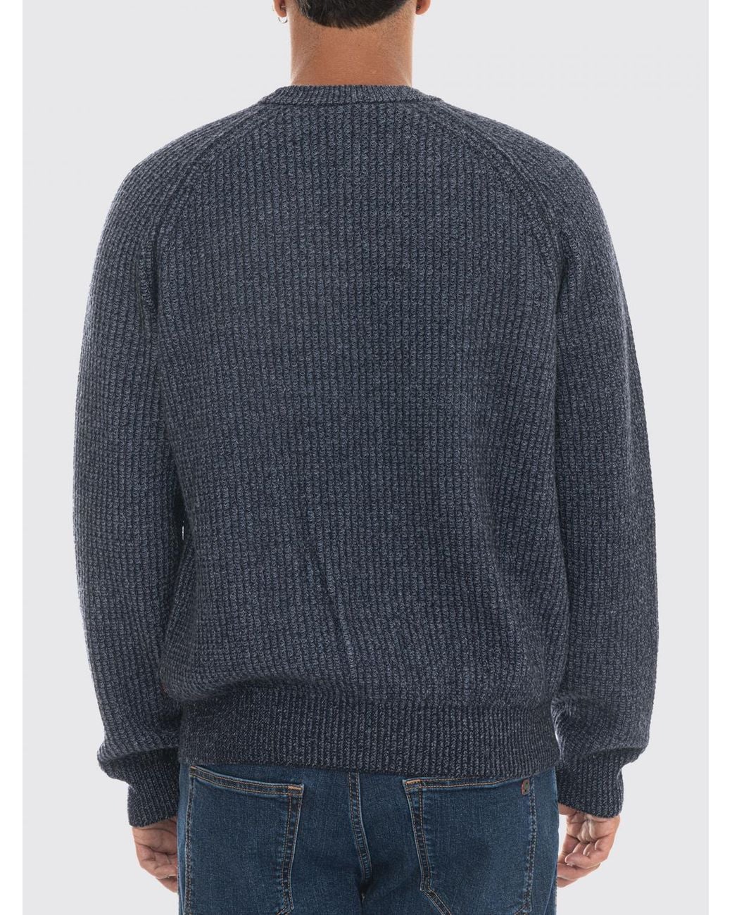 Boss Blue Relaxed Fit Virgin Wool Blend Crew Neck Jumper With Ribbed Trims for men