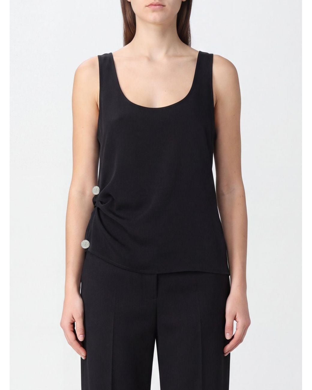 GIUSEPPE DI MORABITO Black Off-Shoulder Top With A Square Neckline And Piercing Detail