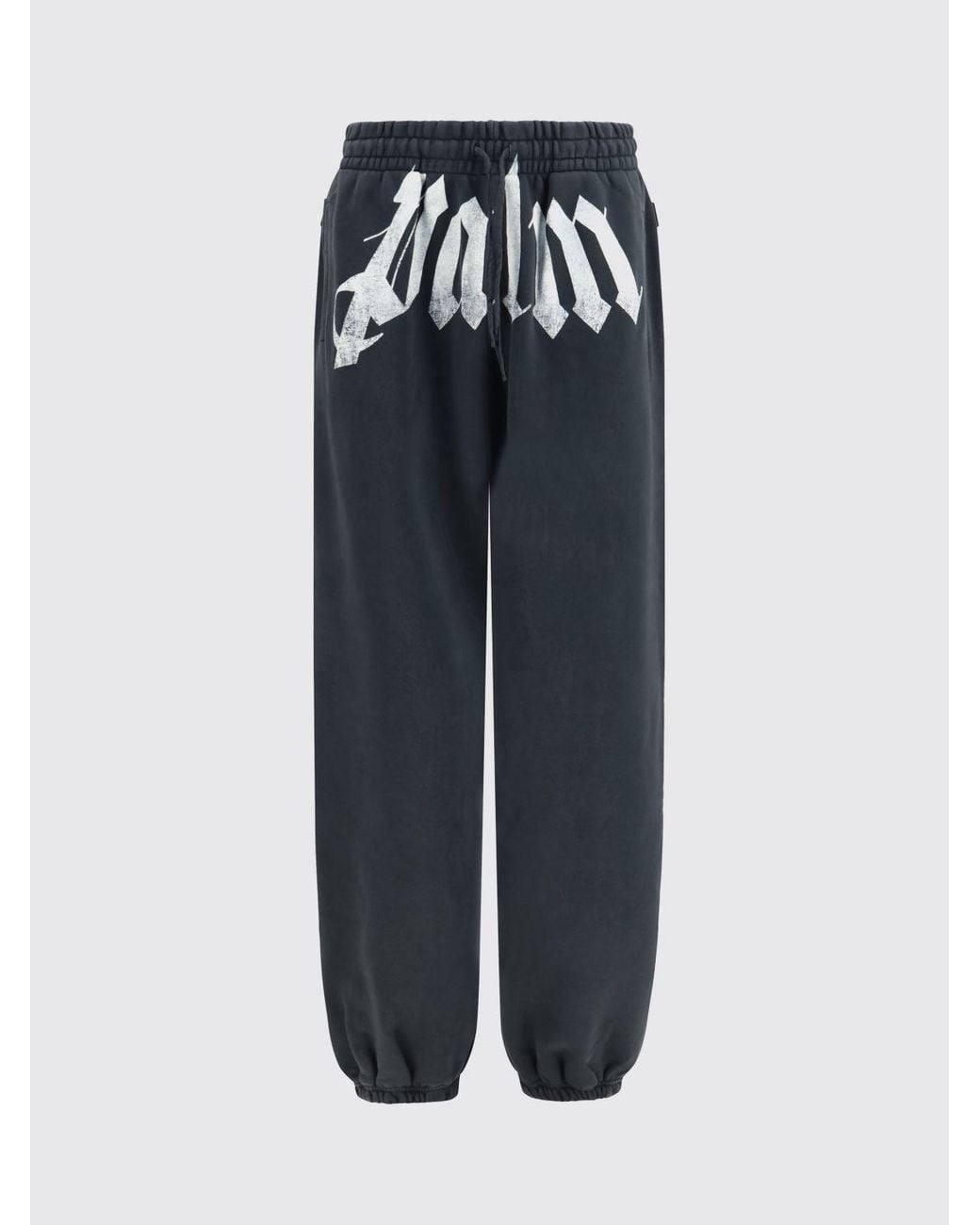 Palm Angels Blue Cotton Track Trousers With Elasticated Waist And Contrast Logo for men