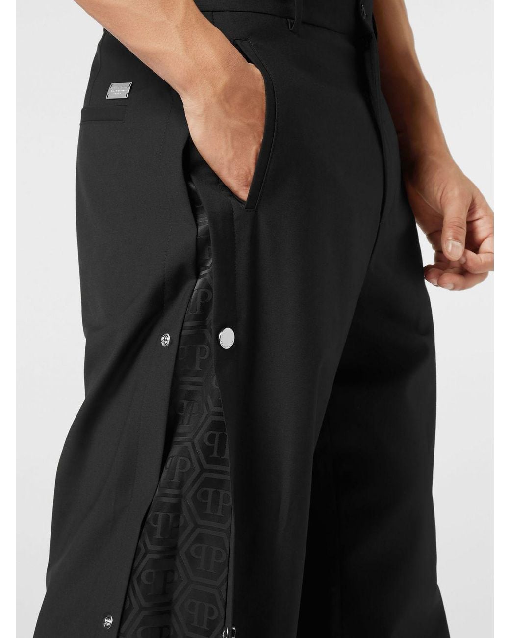 Philipp Plein Black Straight-Fit Stretch-Cotton Tailored Trousers for men