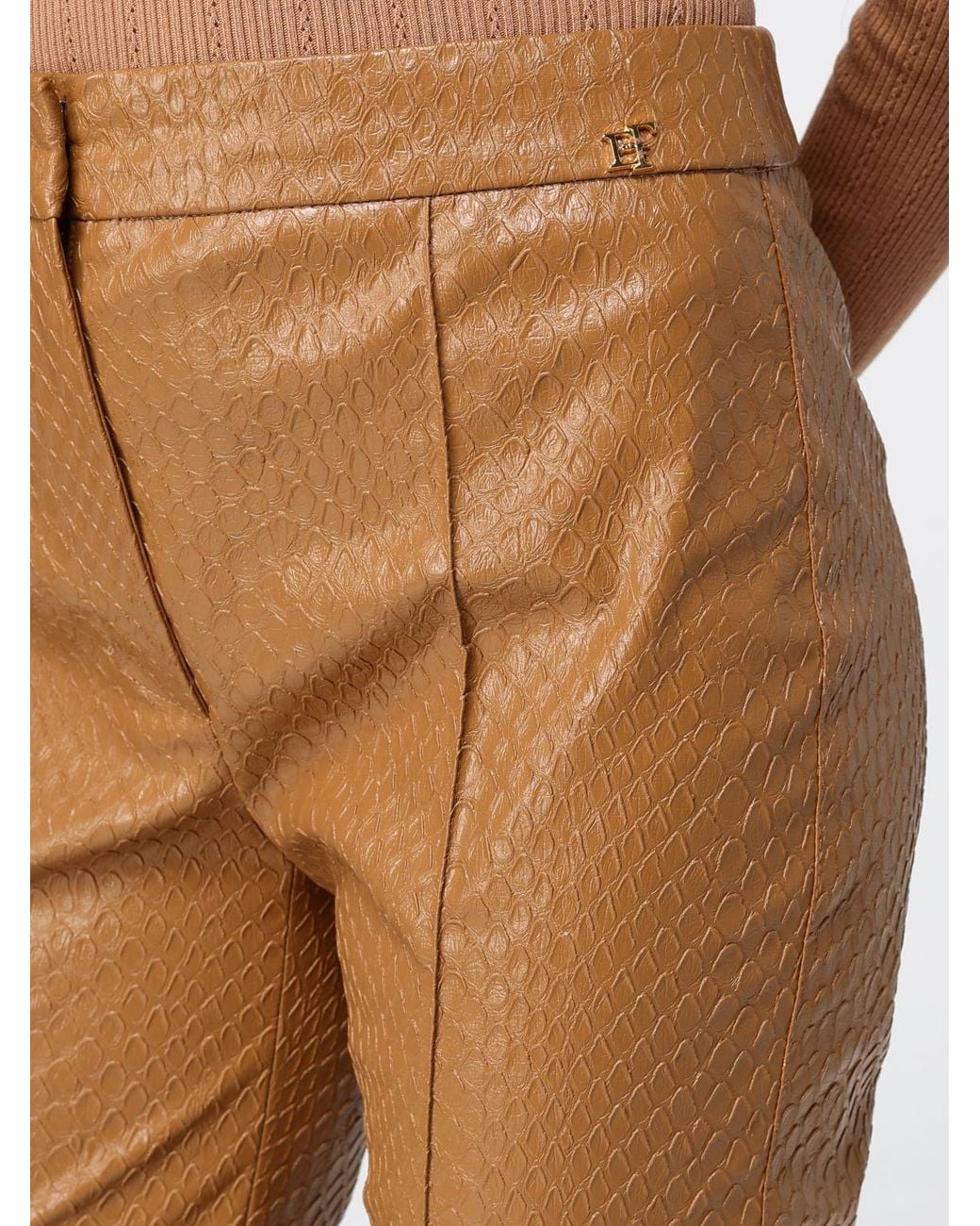 Elisabetta Franchi Natural High-Waisted Flared Trousers